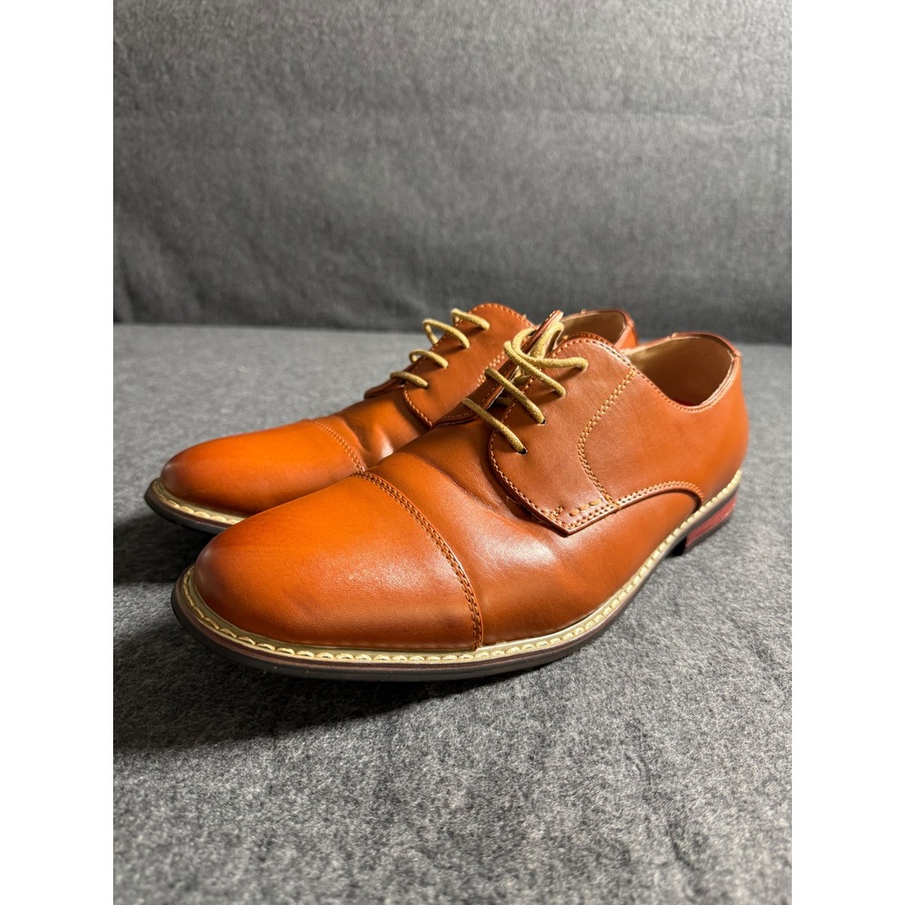 Bruno Marc Mens Prince-6 Cognac Brown Cap Toe Oxford Dress Shoes Size 10